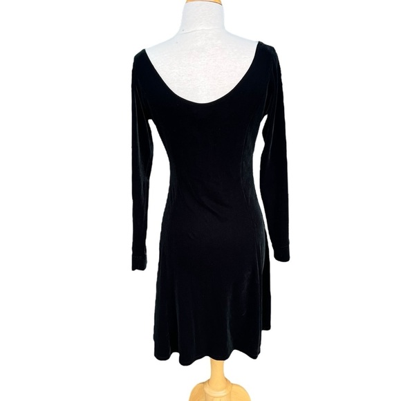 VTG Bruno Duluc Kush Black Velvet Scoop Neck Skater Dress Whimsigoth Witchy XL - Picture 5 of 11
